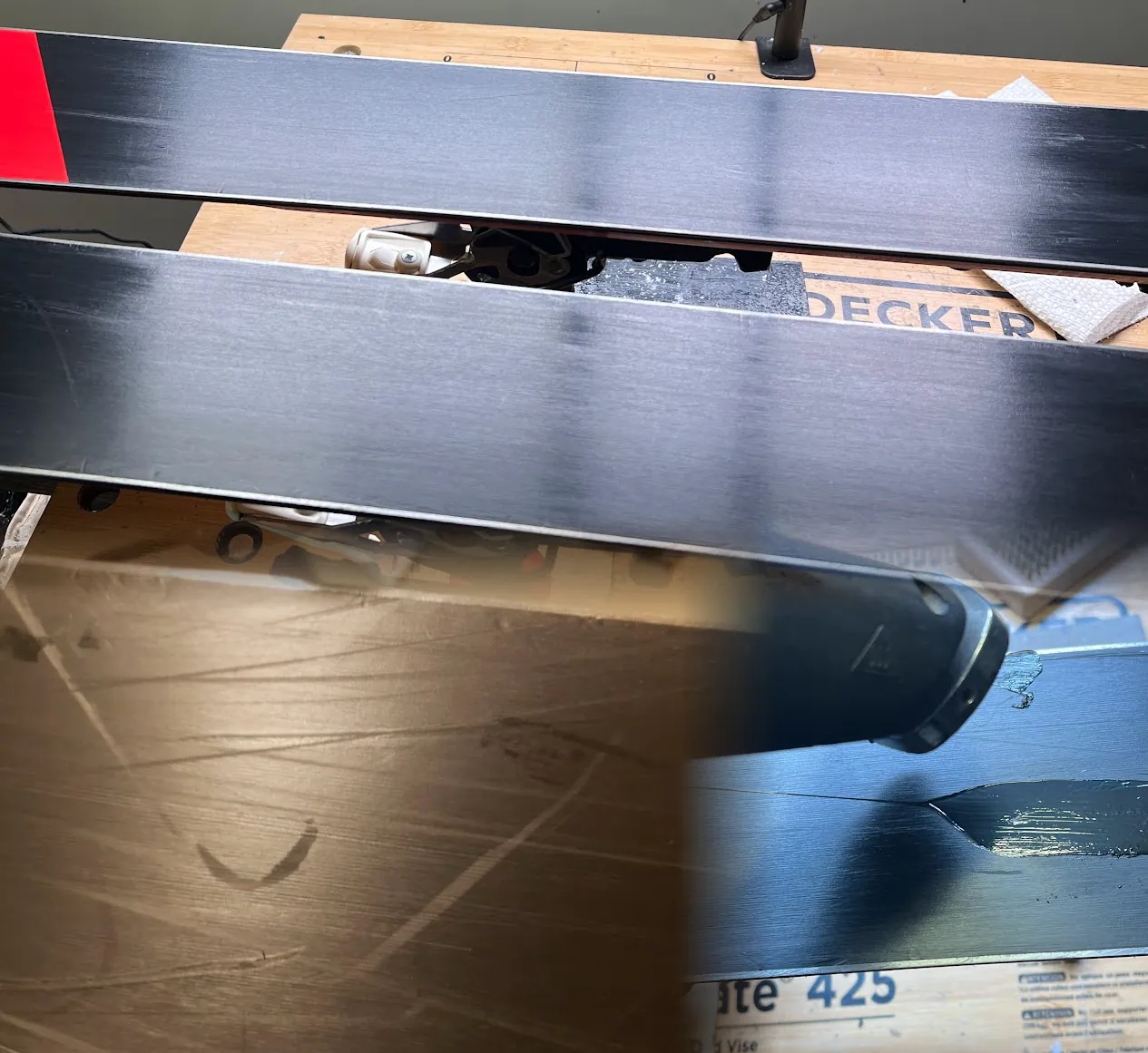 Ski base and edge repair detail